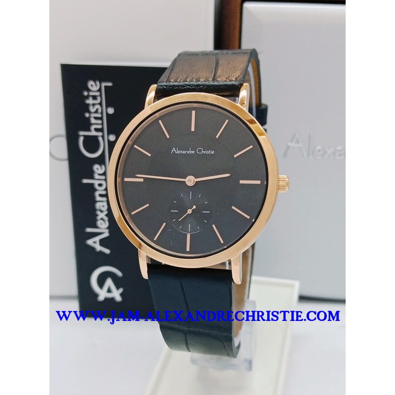 jam tangan wanita alexandre christie original AC 8575 LS BLRG black rosegold