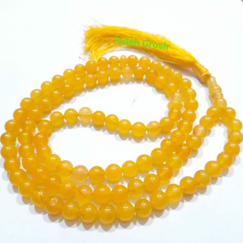 Tasbih Batu Giok Kuning 99Butir 8Mm Natural