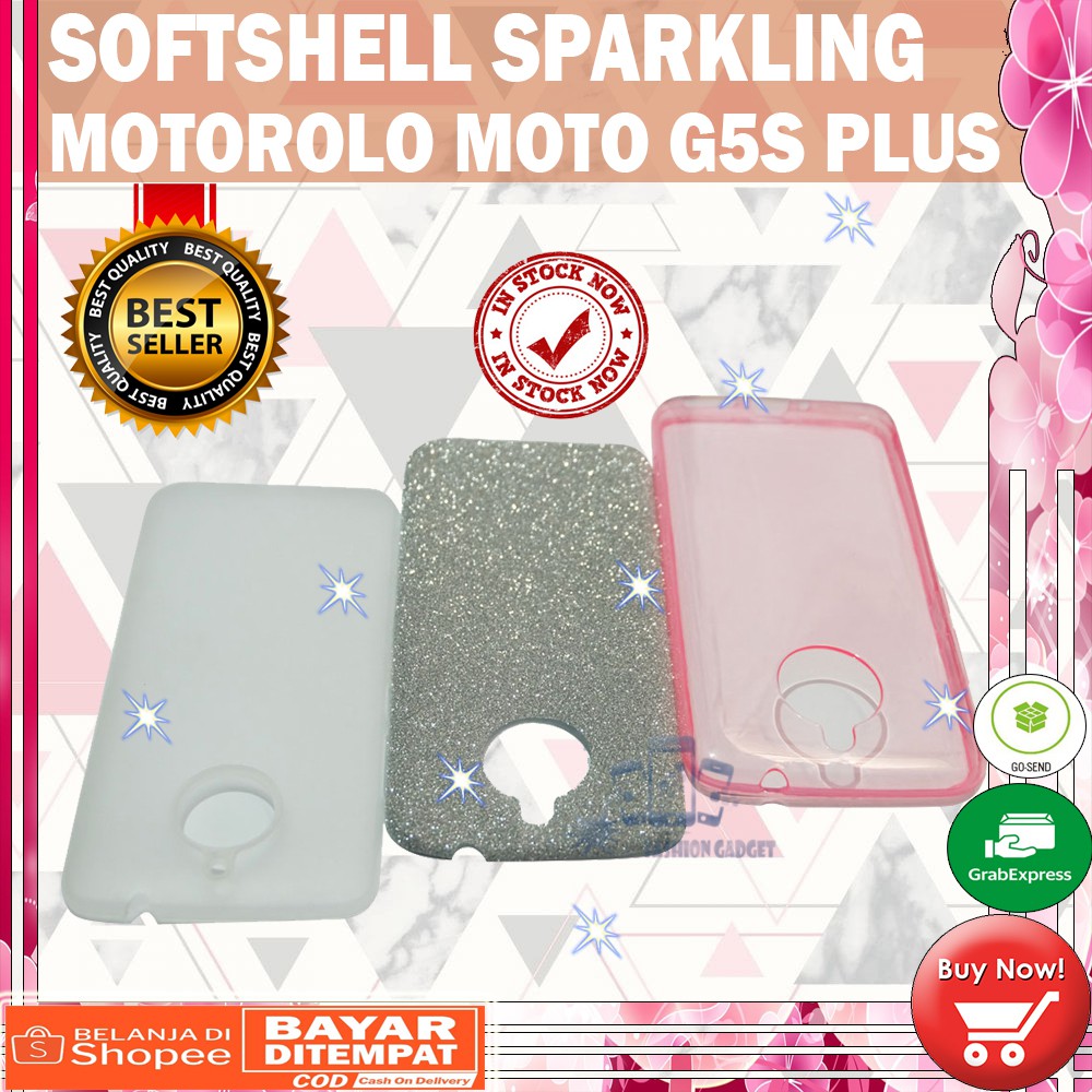 (Warna Acak Pink / Red) Silikon Motorola Moto G5S+ Ultrathin Motorola G5S+ Case Sparkling Blink Blink Glitter Silicone Soft Case Jelly Case Casing Kesing Kasing Sarung Hp