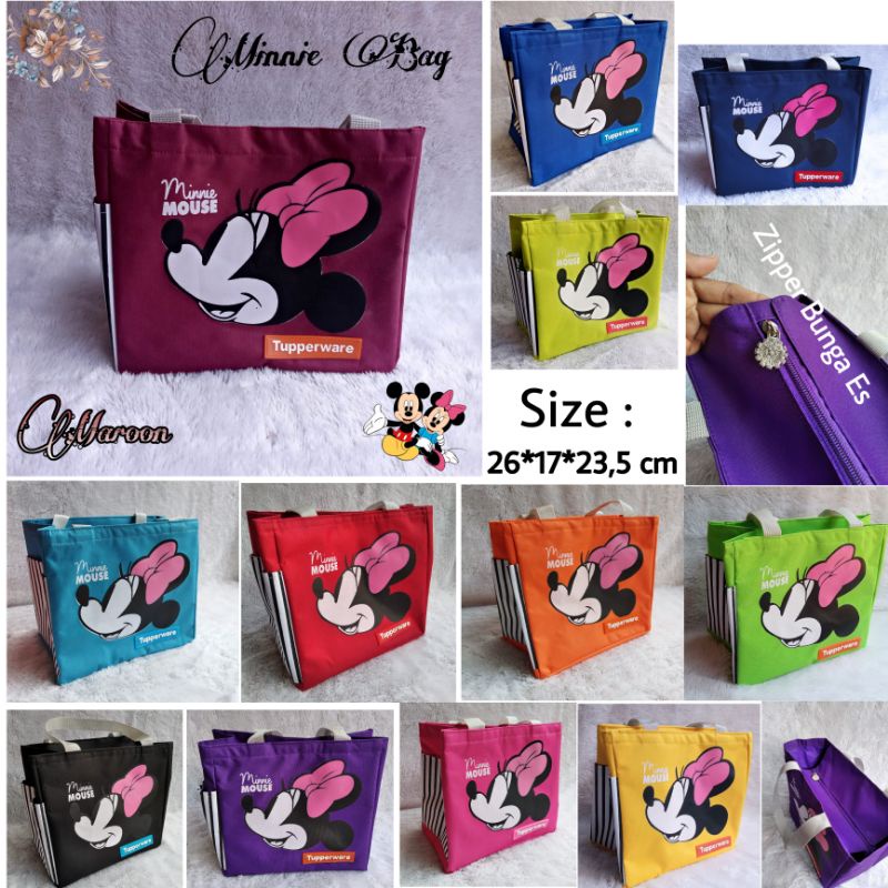 Tas bekal Minnie Mouse ( Zipper bunga Es ) / Minnie Mouse Tas Tupperware