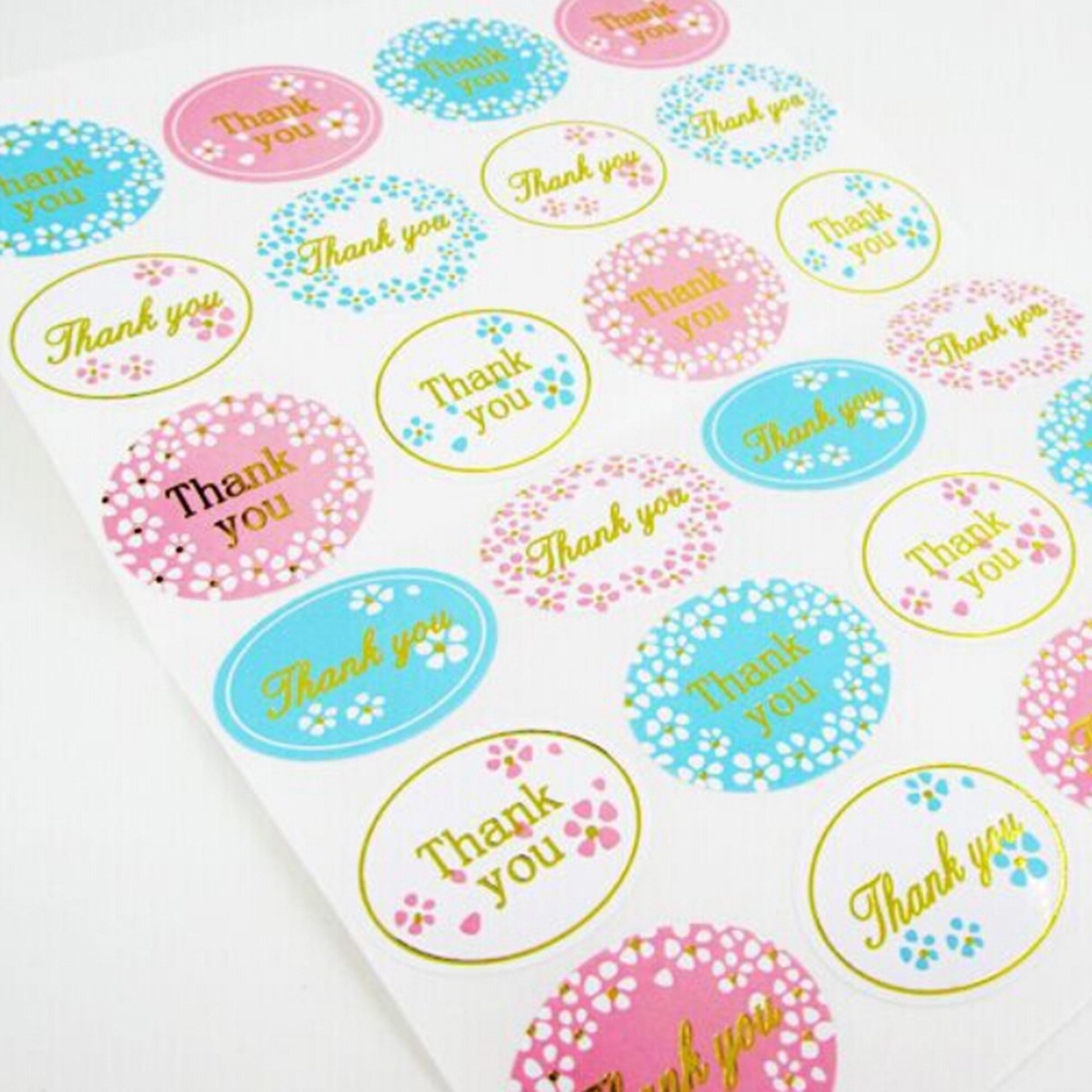 24pcs Stiker Segel Oval Tulisan THANK YOU Warna Emas Untuk Pesta Pernikahan