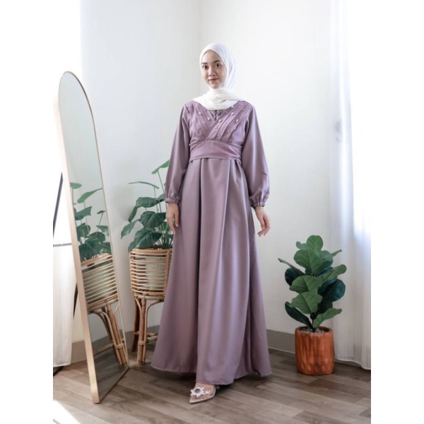 Poplin Dress- Gamis Polos - Dress Muslim Polos - Gamis Mutiara - Dress Muslim Mutiara - Gamis Lebara