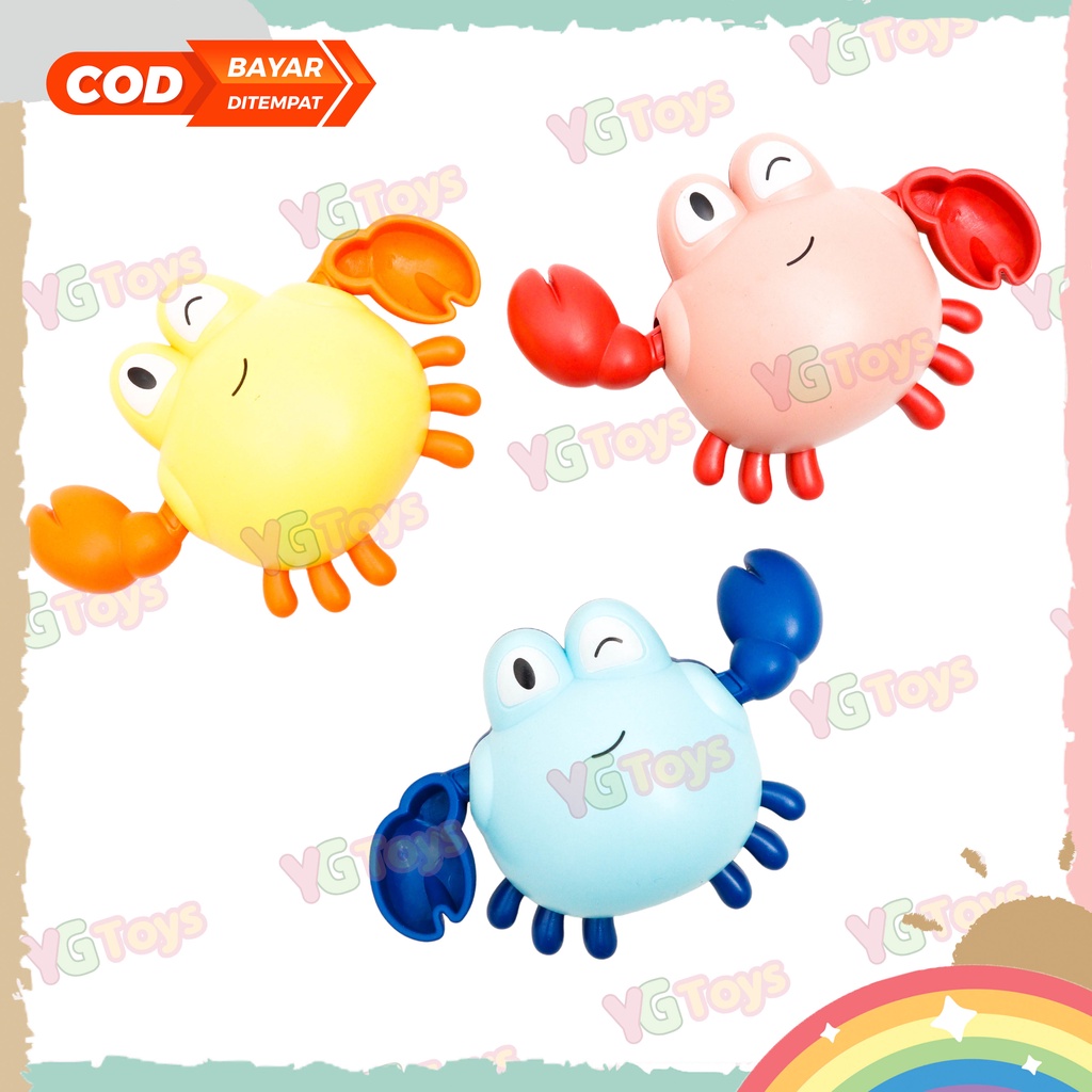 YGtoys Mainan Mandi Anak Bayi Kepiting Renang Kura Kura Binatang Hewan Berenang Mainan Kolam Bak Mandi Lucu Wind Up Toys