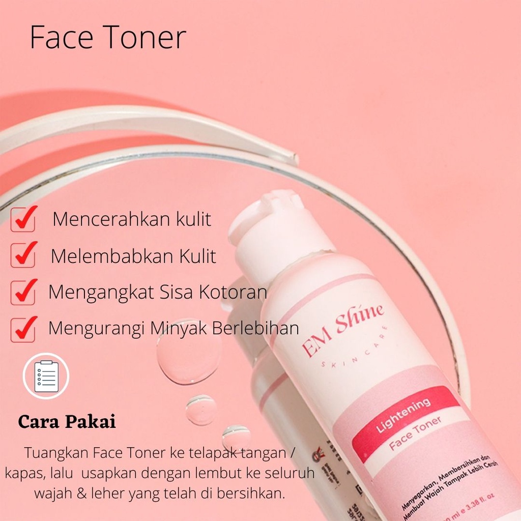 CS1- Em Shine Lightening Face Toner 100ml [ Bpom } - Cerah Glowing Lembap