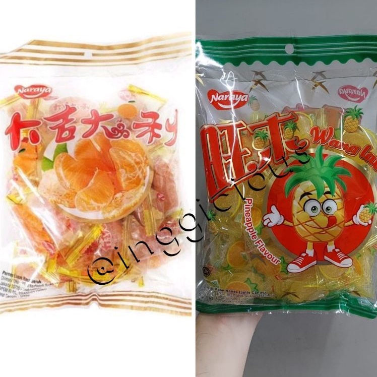 

Naraya permen jeli jeruk lembut orange jelly candy Naraya Pineapple jelly Candy naraya permen jelly Nanas jeli nanas da jia da li Jeli xinjia imlek 500/400gr/200gr