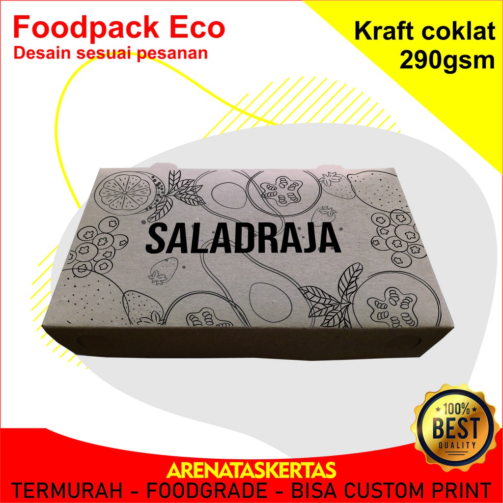 CUSTOM Paper Lunch Box Brown Craft, Kemasan Makanan bisa Cetak Logo, Foodpack (S/M/L)