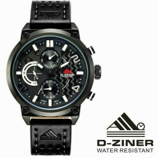 [ORIGINAL] 3 Variasi Jam Tangan Pria D-Ziner DZ9007 Chrono Aktif Kulit Hitam
