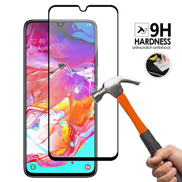 PAKET Tempered Glass Layar Samsung A70 Screen Protector Full Cover + Antigores Tempered Glass Camera