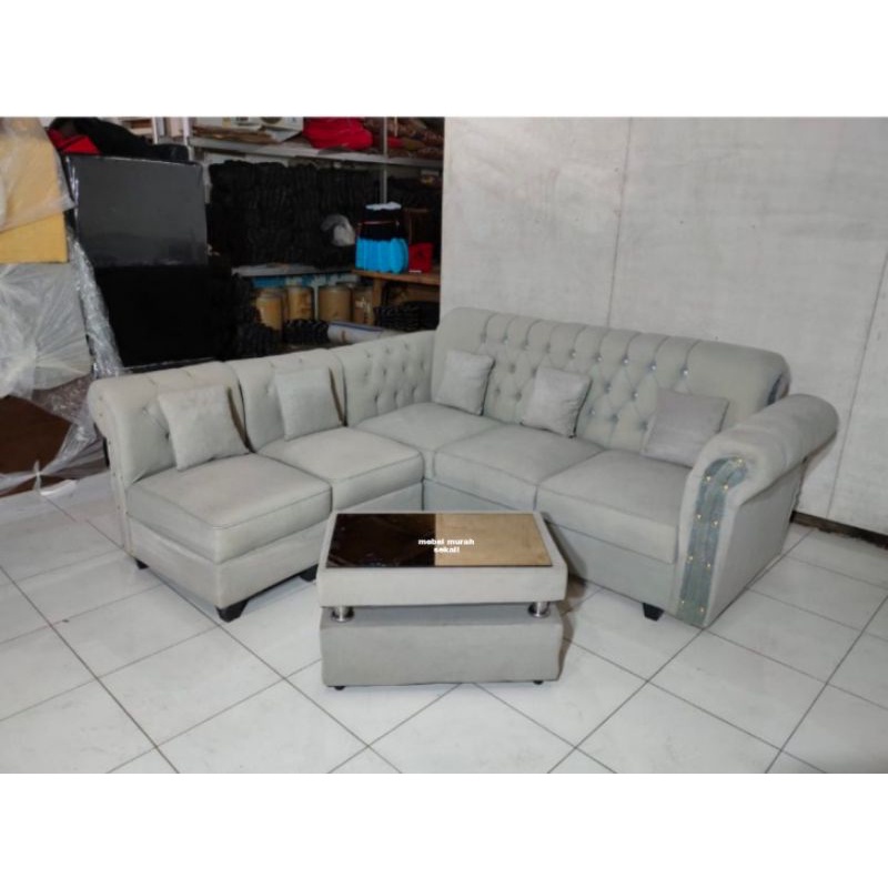 (PROMO) Sofa L sudut/Sofa sudut L minimalis Kain Oscar