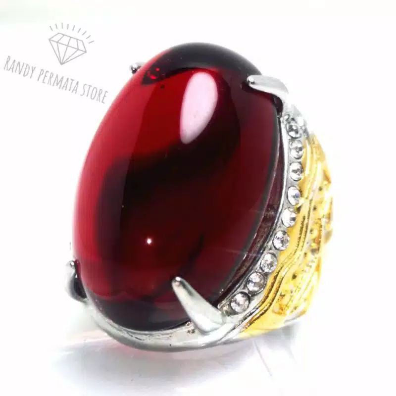 Batu Cincin Merah Siam Jumbo Super Quality Ring Titanium