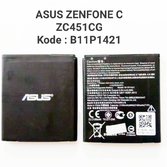 Baterai Original Asus Zenfone C ZC451CG Z007 B11P1421 4C X002 Original Batre Battery