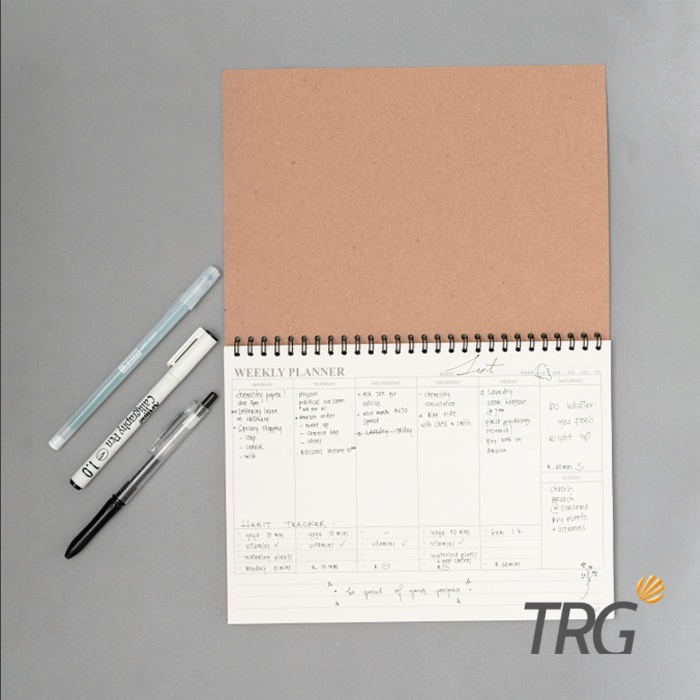 

TRG - Buku Tulis Catatan B5 TRG - Kraft Cover Spiral Weekly Planner + Expense Tracker Notebook