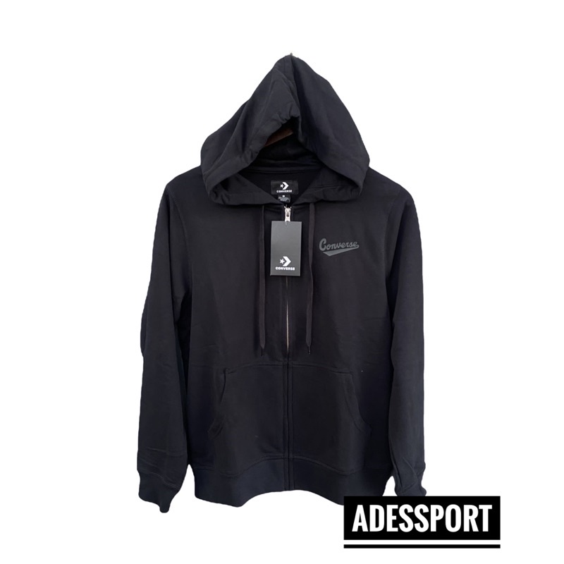 CONVERSE JAKET HOODIE ZIPER NOVA BLACK ORIGINAL AUTHENTIC