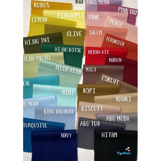 ✾ 1 Meter Kain Katun Toyobo Fodu Original Import Silky - Hitam ۝