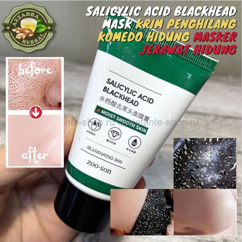 PURE CHARCOAL MUD MASK Komedo / Penghilang Komedo Jerawat Ampuh / Masker Komedo / Penghilang Komedo Hidung / ZOO SON Salicylic Acid Blackhead Mask