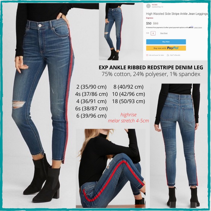 Celana Jeans Wanita Express Ankle Ribbed Redstripe Denim Leg