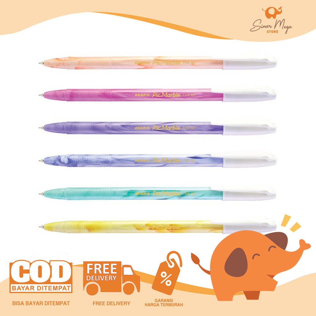 

DIJUAL SATUAN Zebra Pulpen Pic Marble 0.7mm Black / Pena Ballpoint Hitam Lucu Unik Murah