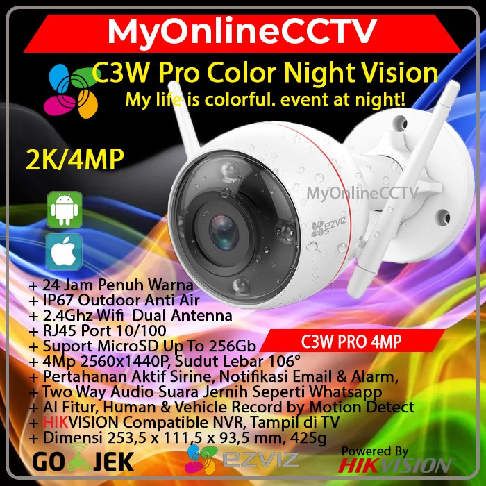 {ElekStore} EZVIZ C3W Pro 4MP Color Night IP Cam AI Wifi CCTV Outdoor 2Way Audio - C3W PRO ONLY Mura