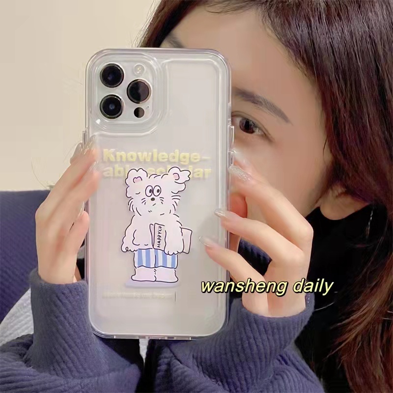 Case Bahan Akrilik Transparan Motif Beruang Putih Untuk iPhone 11 7Plus 8Plus Xr XS 13 12 Pro Max