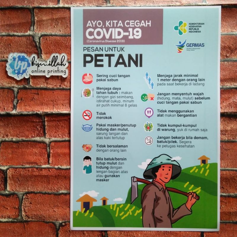 Poster cegah corona /covid19 untuk PETANI