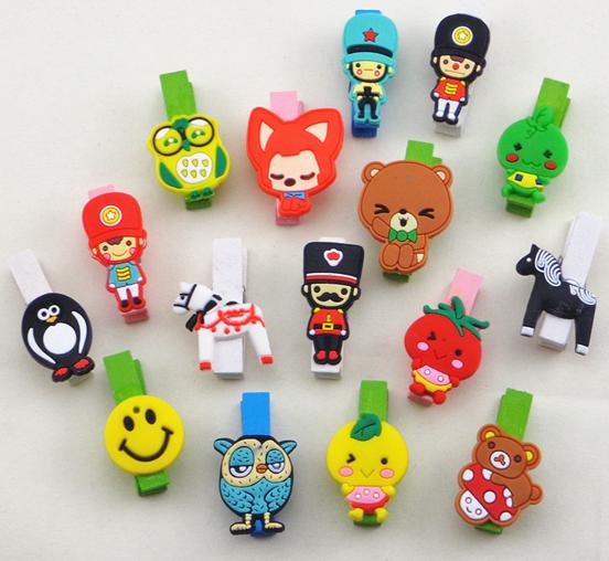 Jepit / Klip Kayu Mini Motif Kartun Bahan Silikon
