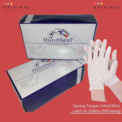 SARUNG TANGAN KARET LATEX POWDER FREE HANDSEAL - Isi 100
