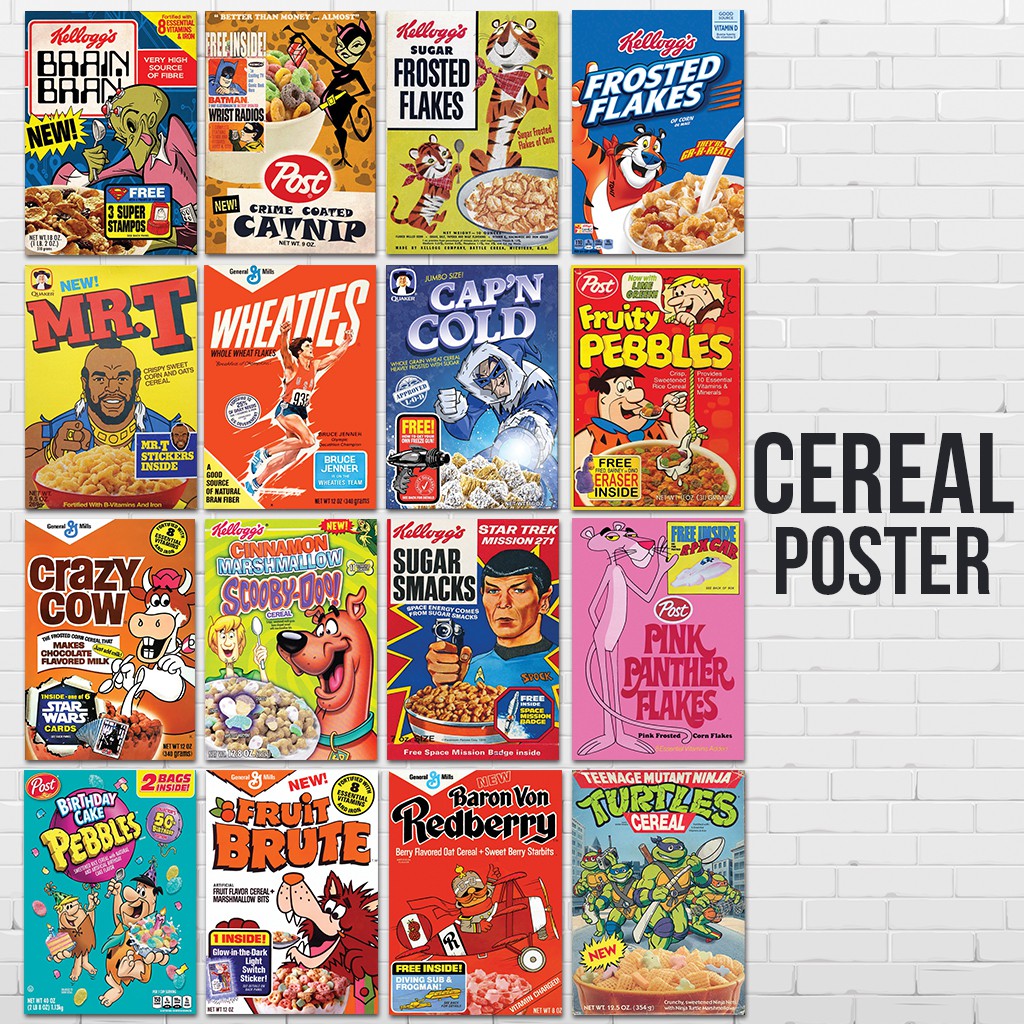 (16 Pcs) Cereal Box Poster A4 / A5