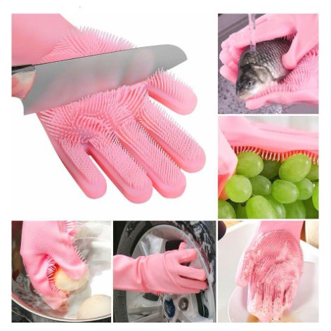 [SARUNG TANGAN ] -Funbaky Sarung Tangan Sikat Mencuci Magic Silicone Gloves - E034