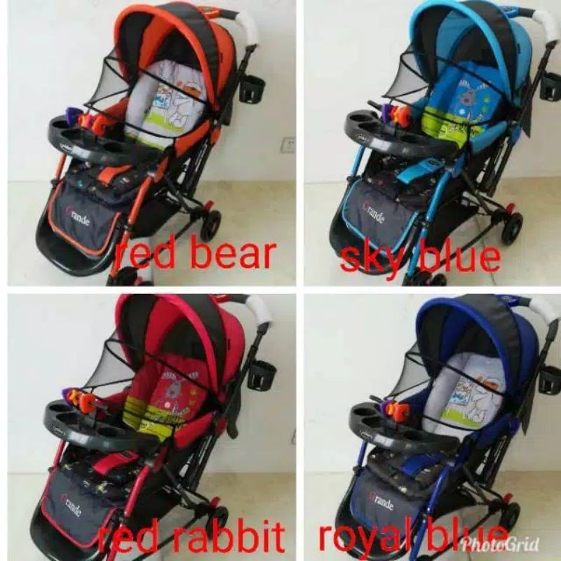 Stroller Pliko Grande 268 Dorongan Bayi Bisa Diayun Dorong Handle Depan  Dan Belakang