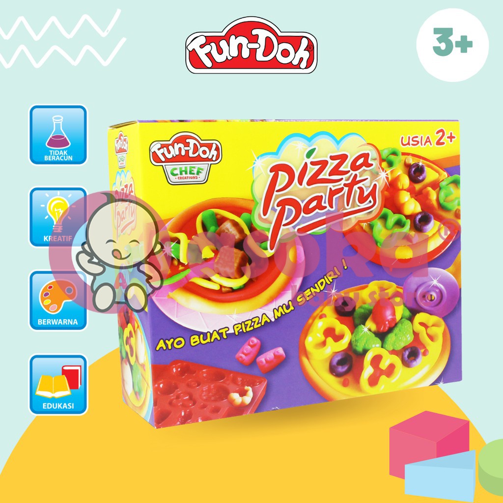 Fun Doh Chef Pizza Party Mainan Lilin Mainan Edukasi Anak