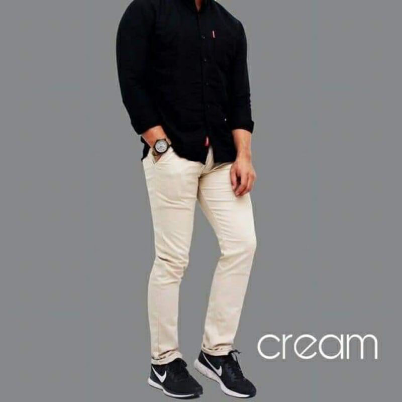 [BIG SIZE] CELANA PANJANG CHINO/CHINO PRIA/COWOK CREM TERLARIS