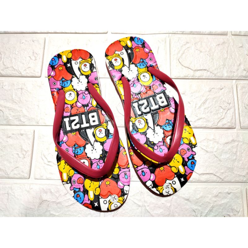 sandal jepit doraemon bt21 tali jelly