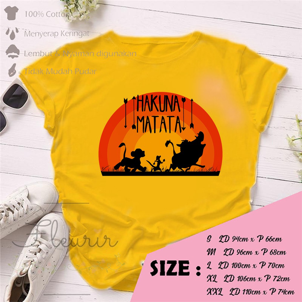 FLEURIR - KAOS WANITA HAKUNA MATATA DEWASA LENGAN PENDEK TUMBLR TEE UNISEX
