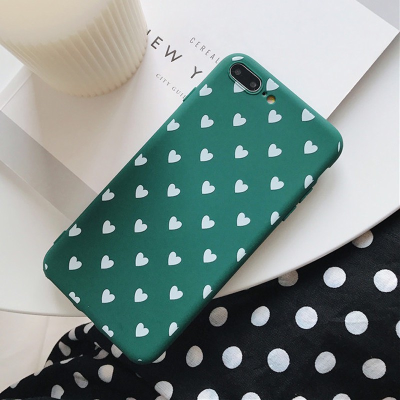 LOVE Heart Hijau tua Soft case OPPO A3S A7 A5S A5 2020 A9