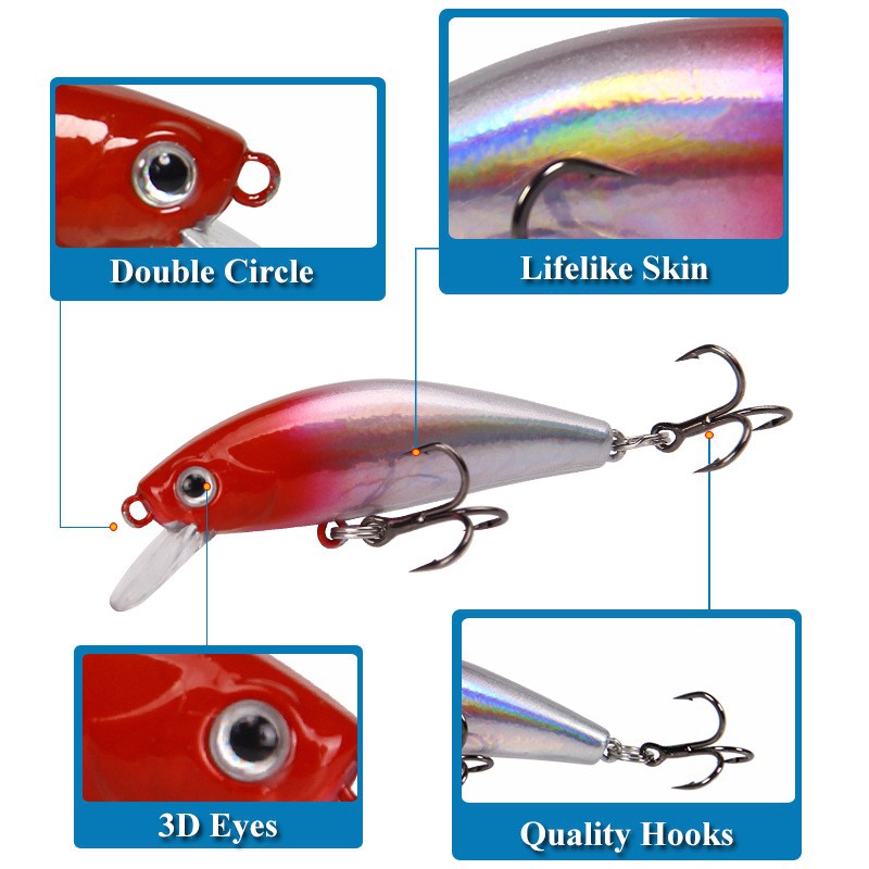 5.5cm / 6.7g Umpan Pancing Ikan Minnow Imitasi Bahan Keras