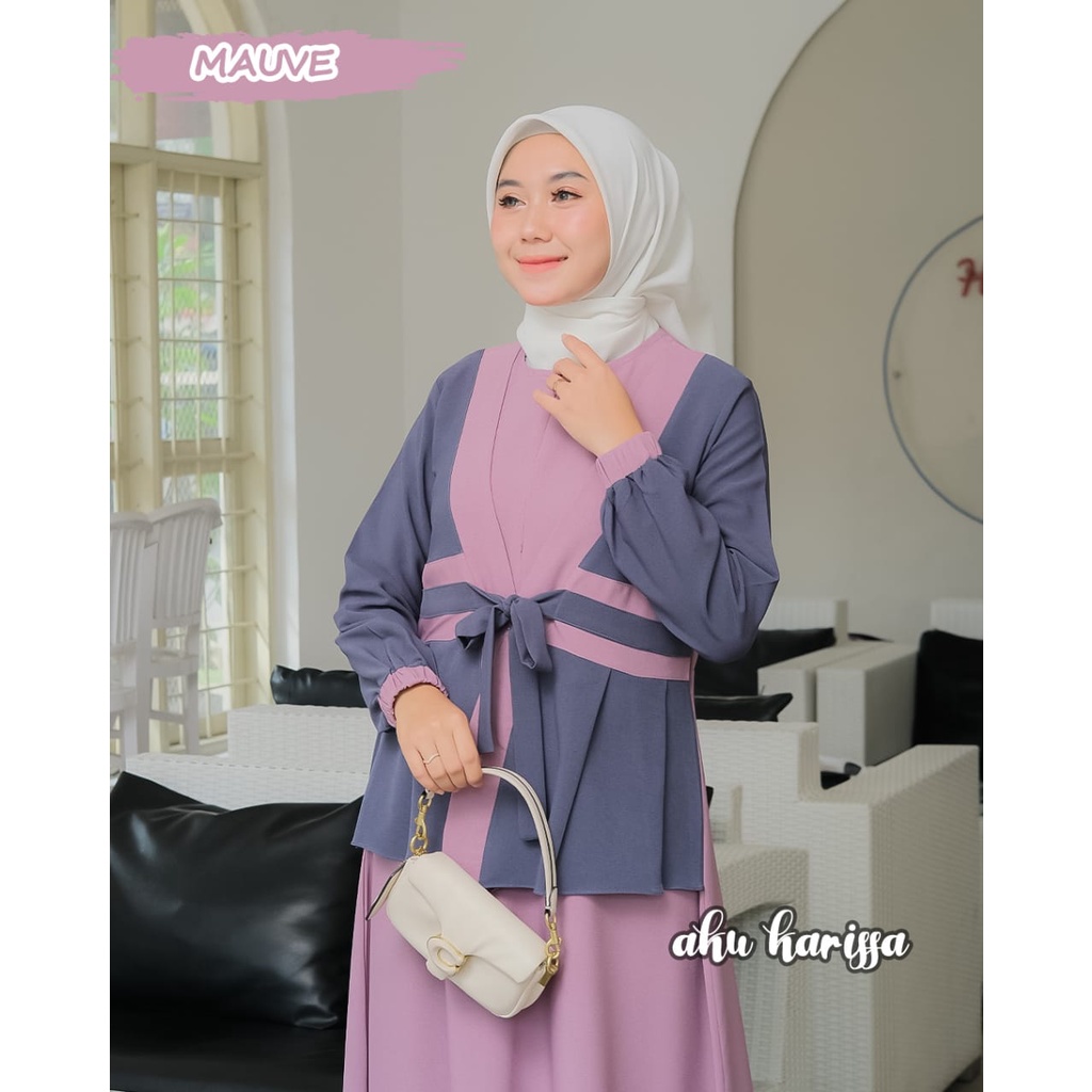 AIRA NAFIRA  RAINA dan KOTAK TRISKET aku karissa DRESS ITYCREPE POLO LINEN  terbaru setelan outer looks muslimah style modis casual syari new design