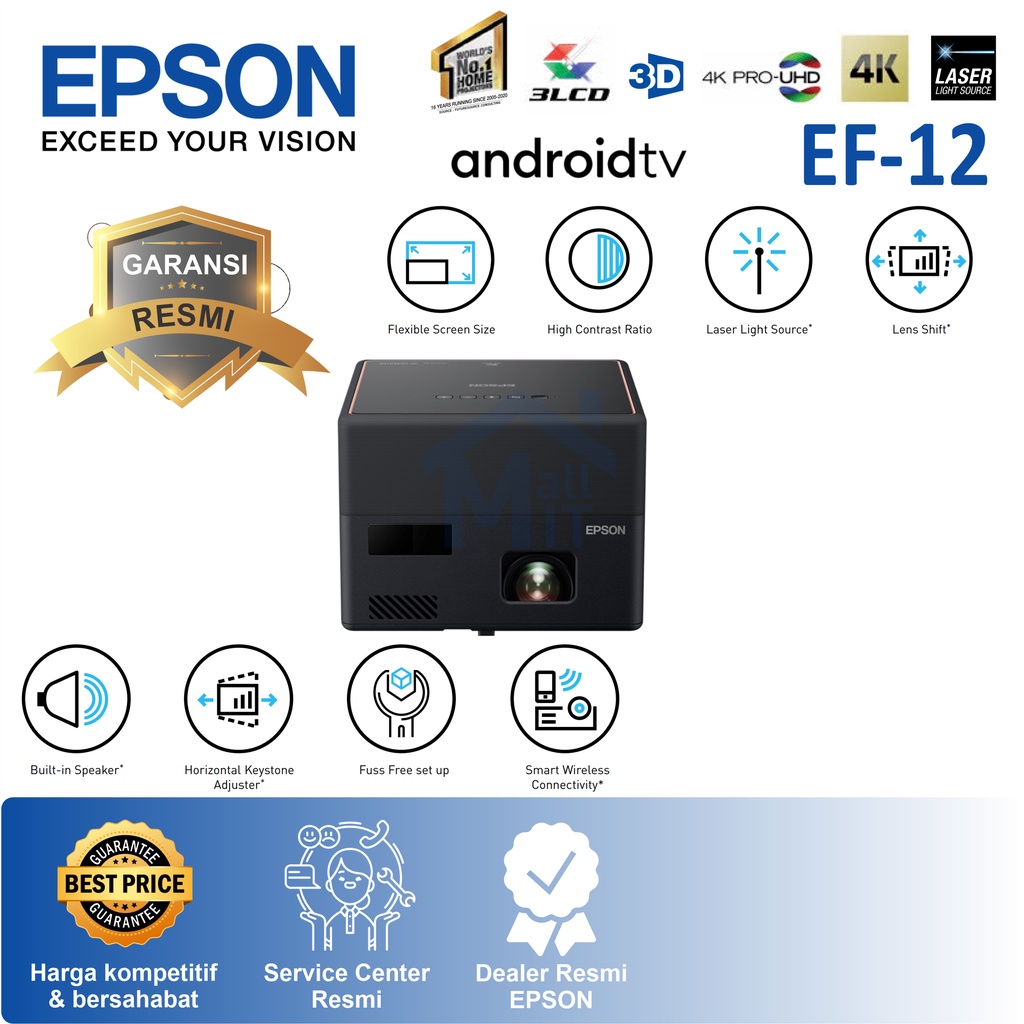 (PACKING KAYU) MDN PROJECTOR EPSON EF-12 EF12 EF 12 FULL HD 1.000 LUMENS