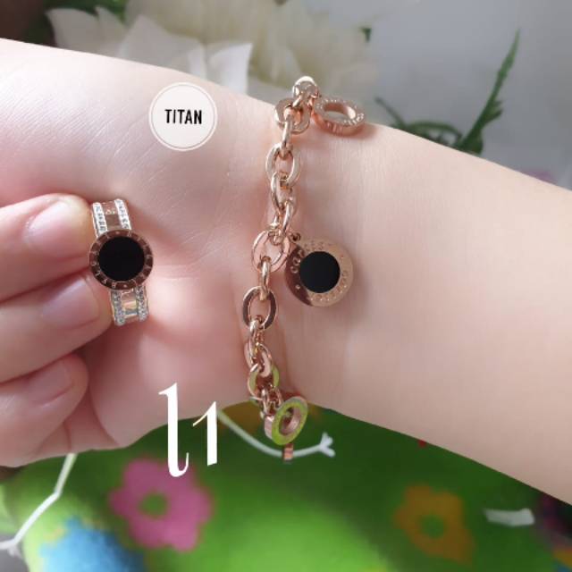 TITANIUM SET GELANG CARTIER & CINCIN BVLGARI ROSE GOLD