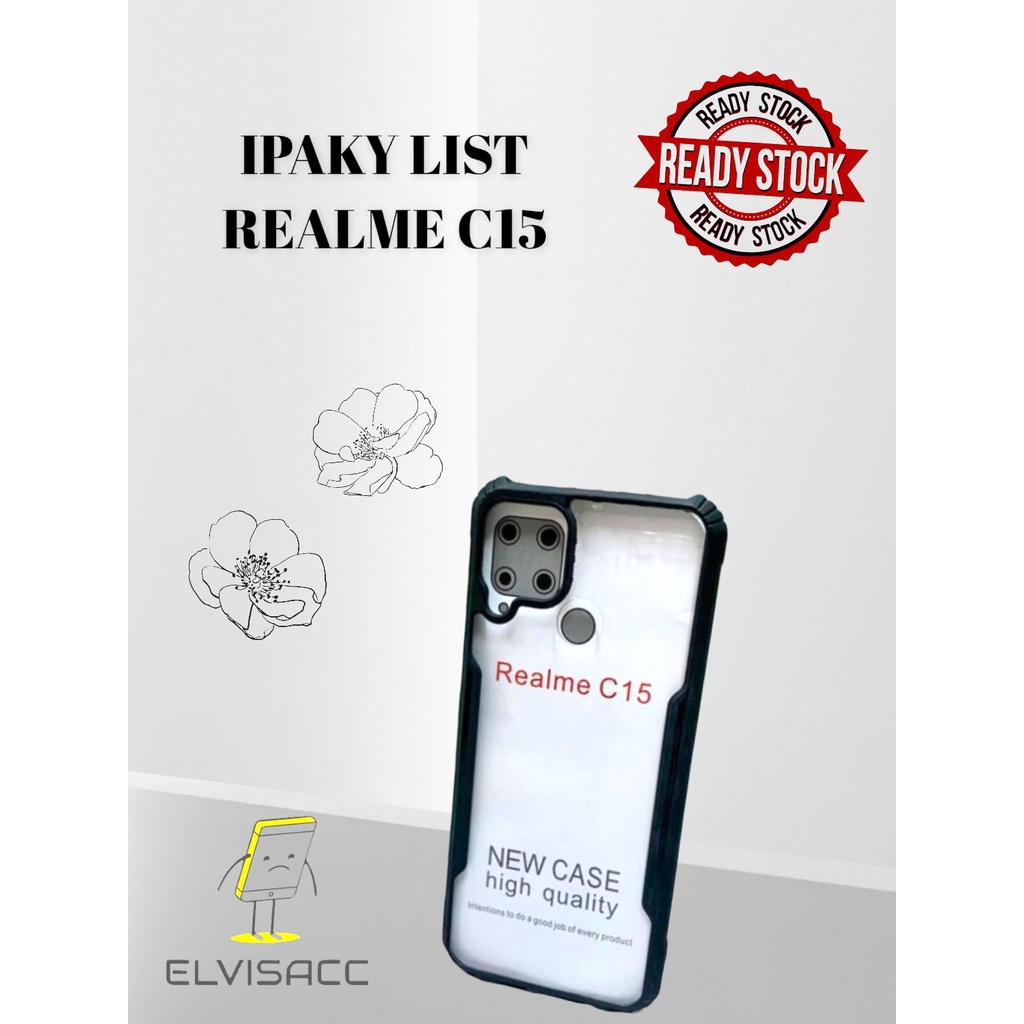 CASE REALME C15 IPAKY SOFTHARD LIST BLACK BACKCASE WARNA HITAM FOR REALME C15