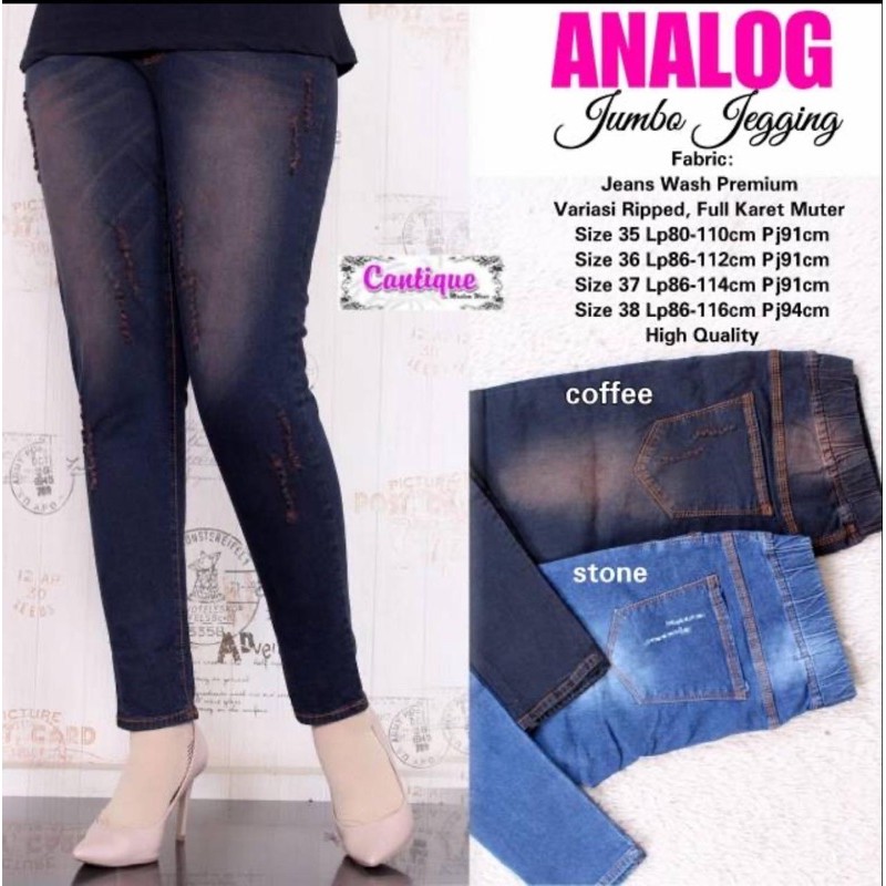 ANALOG JEGGING JEANS | JEANS APLIKASI SOBEK LASER
