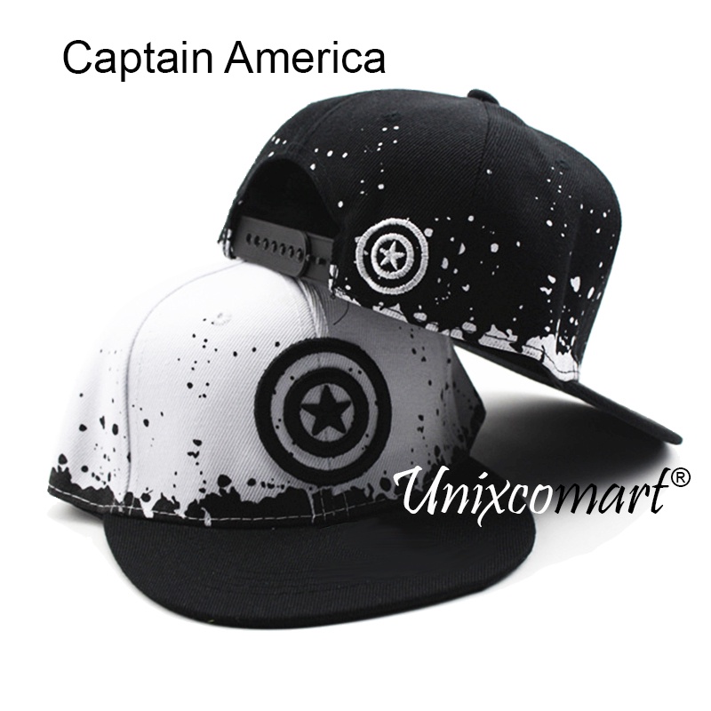 Topi Anak BLACK AND WHITE SNAPBACK SUPERHERO Kids Baseball Hat Casual