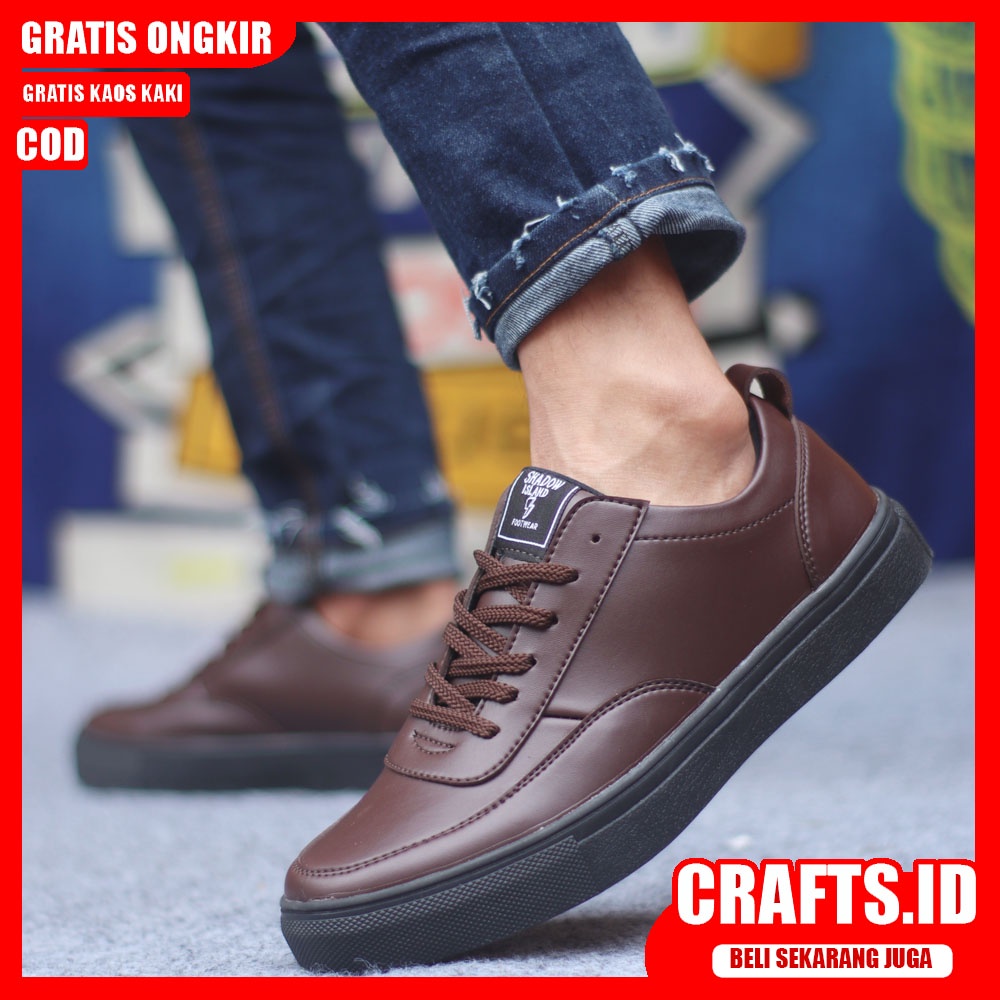 CRAFTS X ROVER Sepatu Kasual Pria Sepatu Casual Kulit Pu Ori Sepatu Kerja Cowo/Cowok Sneaker Sepatu Kerja Kantor Kondangan Keren Murah