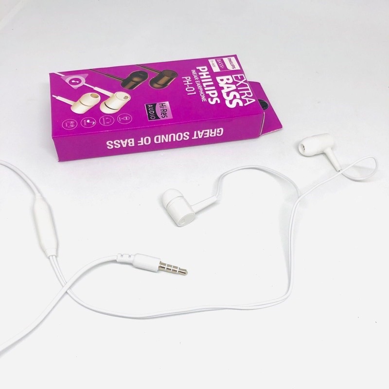PROMO HANDSFREE PHILIPS PH01 EXTRABASS NEW EDITION BLACK &amp; WHITE COLOUR