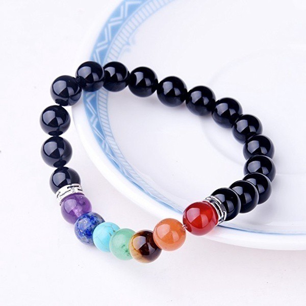 Gelang 7 Chakra Healing Yoga Stretch Natural Gemstone Energy Crystal