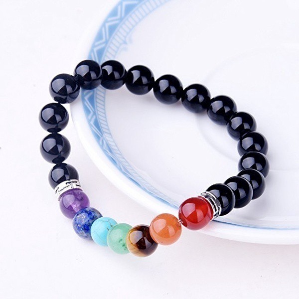 Gelang 7 Chakra Healing Yoga Stretch Natural Gemstone Energy Crystal