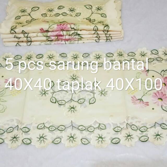 Set sarung bantal kursi sofa tamu edisi bordir Kerancang 3D