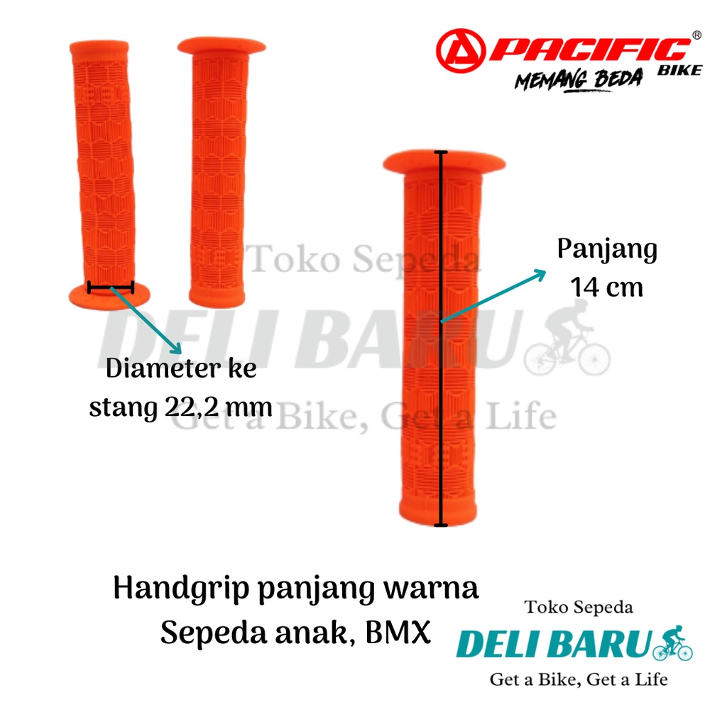 Pacific Handgrip panjang warna hanpad hamfat sarung stang sepeda anak BMX