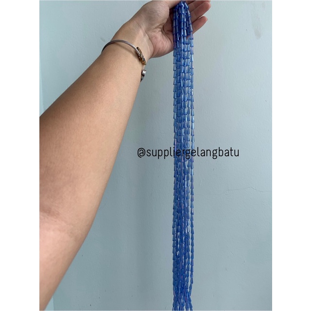 kristal terompet 12 x 8mm BLUE ELECTRIC biru elektrik PAGODA crystal bahan kalung gelang anting strap mask kerajinan tangan craft citayam fashion week etink vintage elegan bali manik crystal