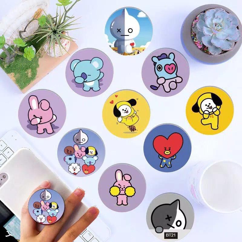 MurmerOfficial R186 POPSOCKET HP BTS BT21 KPOP FASHION KOREA POP SOCKET PEMEGANG HANDPHONE