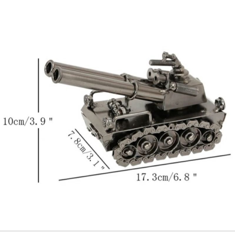 Miniatur Tank Buatan Tangan Besi Tempa ( 17.3cm )